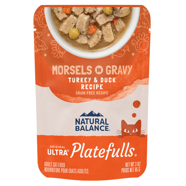 Natural Balance Original Ultra Platefulls Turkey & Duck Recipe Morsels in Gravy Wet Cat Food Pouches